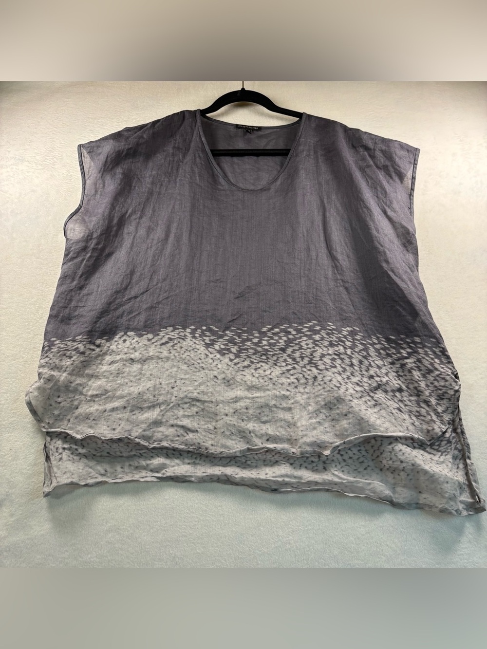 Eileen Fisher Gray Ombre Linen Scoop-Neck Tunic